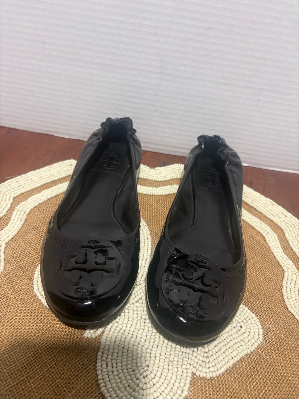 Tory Burch Black Patent Logo Ballet Flats